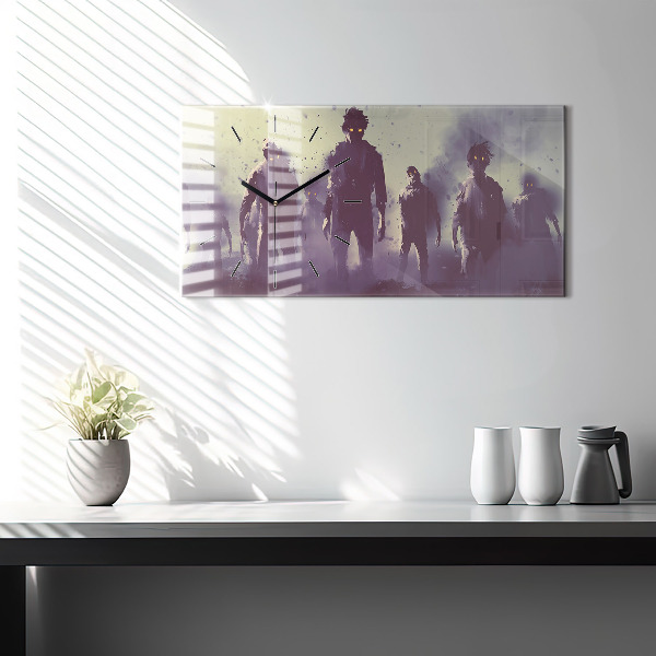 Zegar szklany poziomy Zombie w nocy – halloween