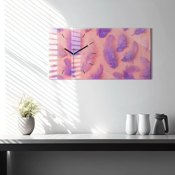 Zegar szklany poziomy Kolorowe Pióra