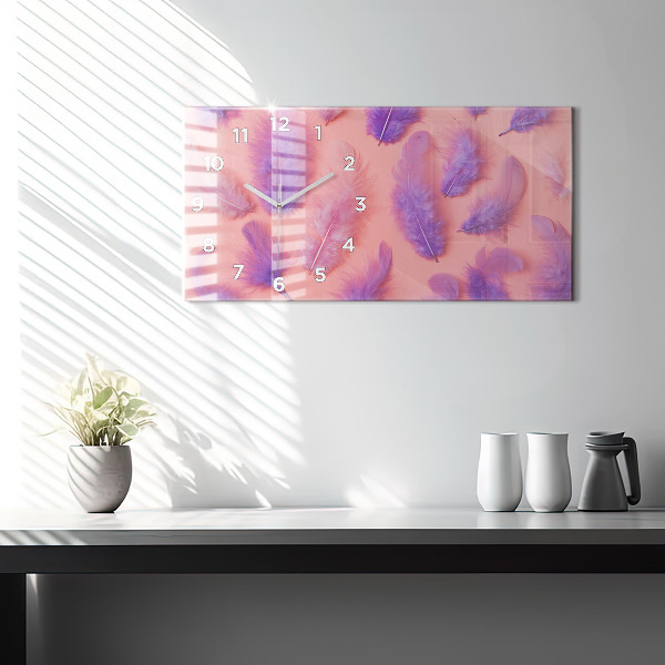 Zegar szklany poziomy Kolorowe Pióra