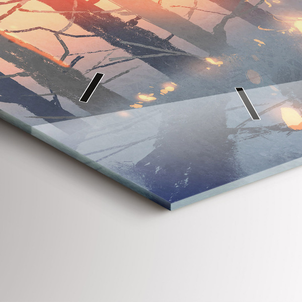 Zegar szklany poziomy Zimowy Krajobraz drzew