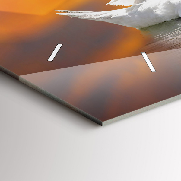 Zegar szklany poziomy Zakochane Łabędzie