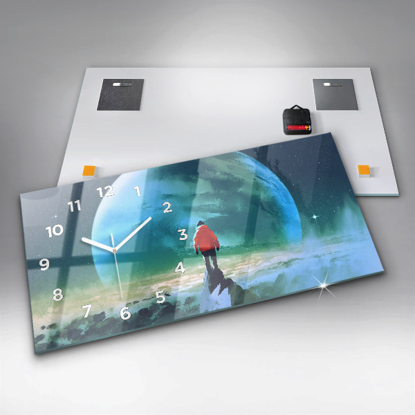 Zegar szklany poziomy Człowiek na księżycu