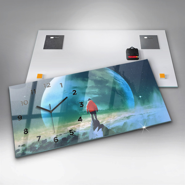 Zegar szklany poziomy Człowiek na księżycu