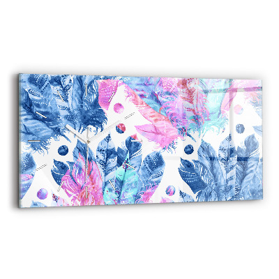 Zegar szklany poziomy Kolorowe pióra