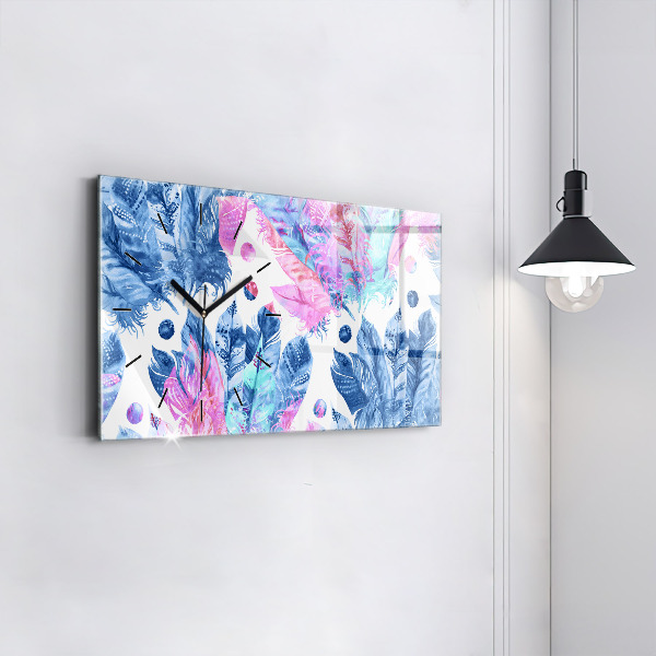 Zegar szklany poziomy Kolorowe pióra