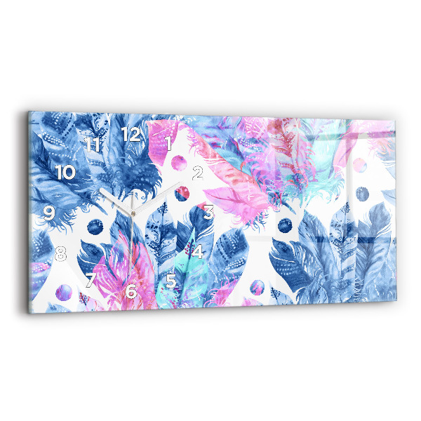 Zegar szklany poziomy Kolorowe pióra