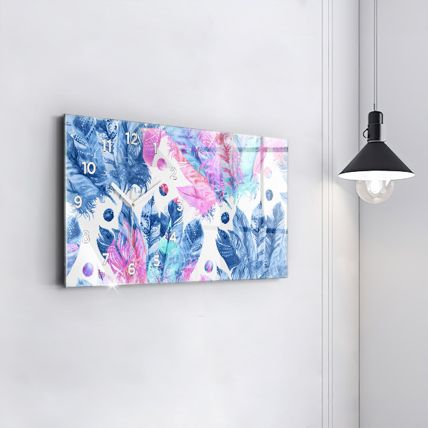 Zegar szklany poziomy Kolorowe pióra