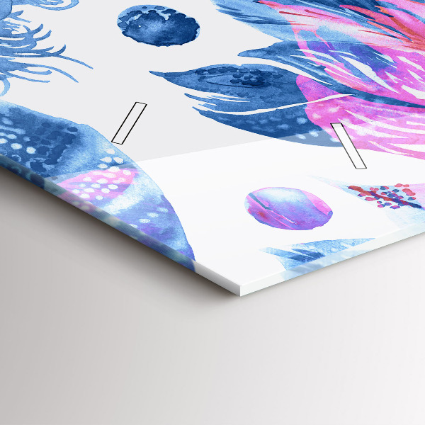 Zegar szklany poziomy Kolorowe pióra