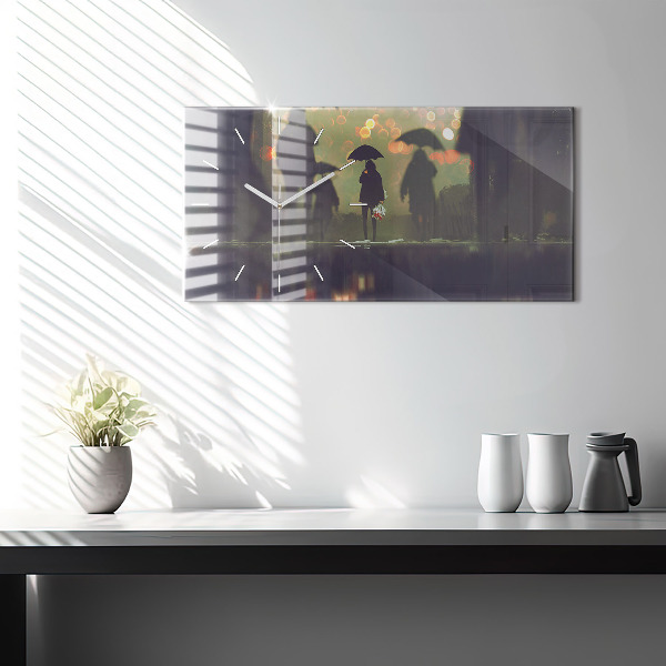 Zegar poziomy Ludzie z parasolami