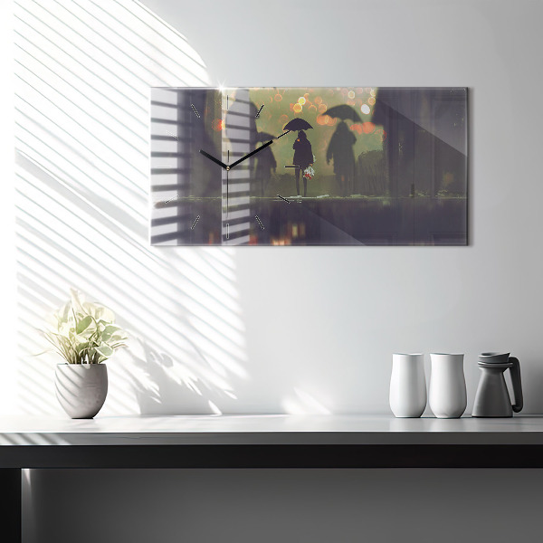 Zegar poziomy Ludzie z parasolami