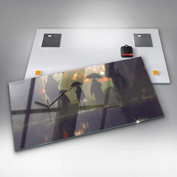 Zegar poziomy Ludzie z parasolami