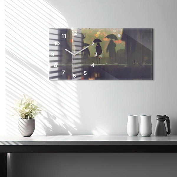 Zegar poziomy Ludzie z parasolami