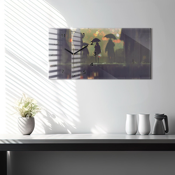 Zegar poziomy Ludzie z parasolami