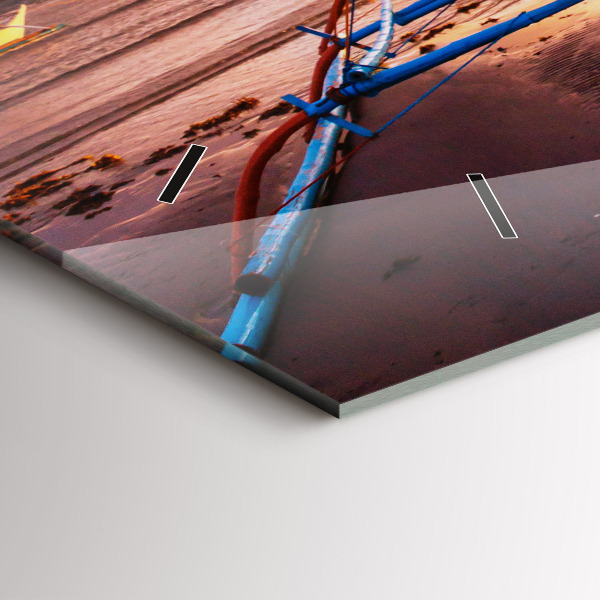 Zegar poziomy Łódka i zachód słońca