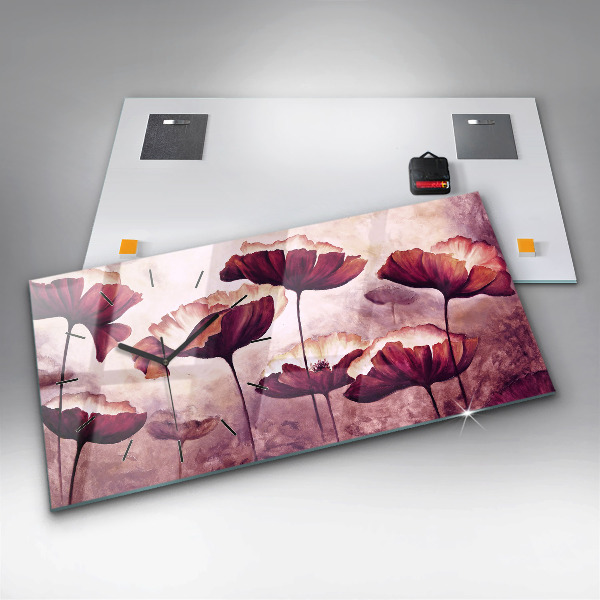 Zegar poziomy Kwiaty Rozkwitające Maki