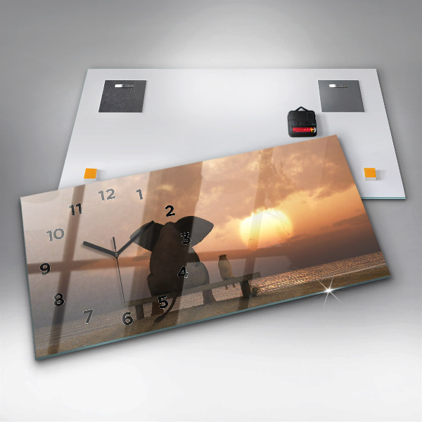 Zegar ścienny poziomy Zwierzęta Zachód Słońca