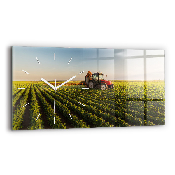 Zegar szklany poziomy Ciągnik opryskujący pole