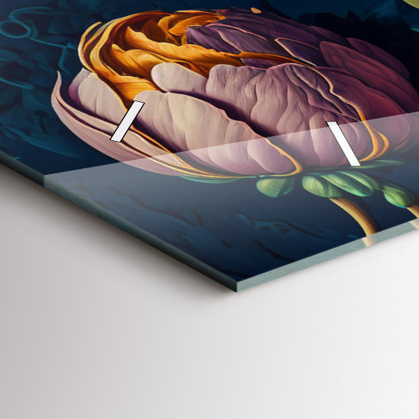 Zegar szklany poziomy Vintage bukiet kwiatów