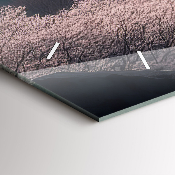 Zegar szklany poziomy Azjatycka wieża Kwiaty wiśni