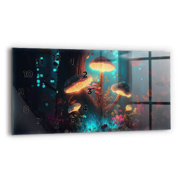 Zegar szklany poziomy Las i magiczne grzyby