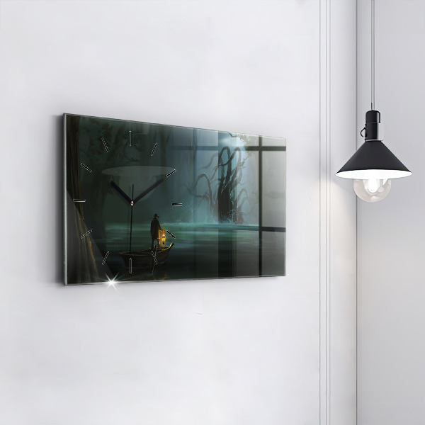 Zegar szklany poziomy Człowiek i potwór na bagnach