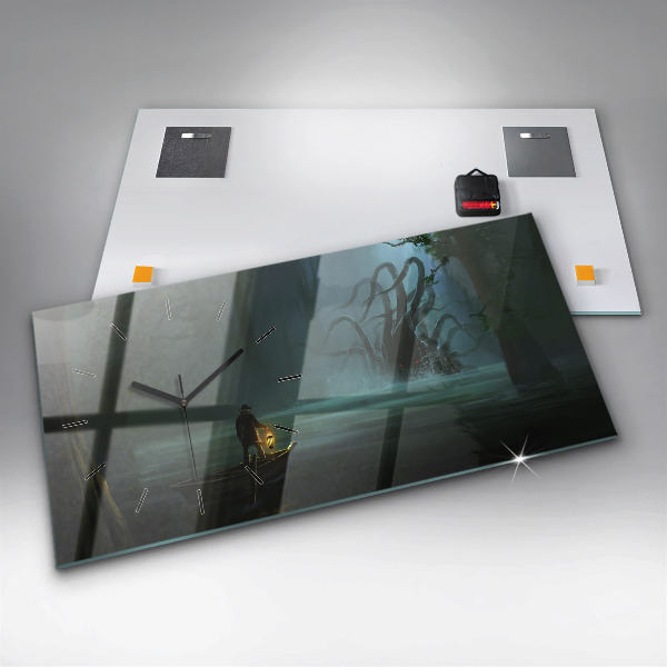 Zegar szklany poziomy Człowiek i potwór na bagnach