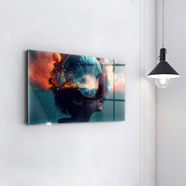 Zegar szklany poziomy Futurystyczny wirtualny świat