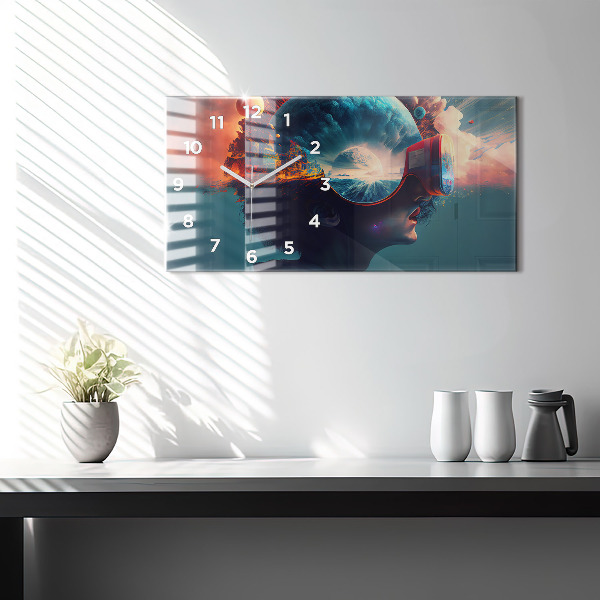 Zegar szklany poziomy Futurystyczny wirtualny świat