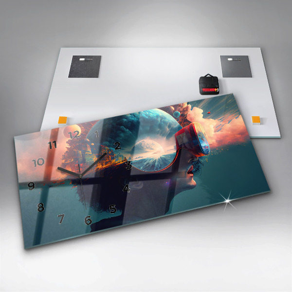 Zegar szklany poziomy Futurystyczny wirtualny świat