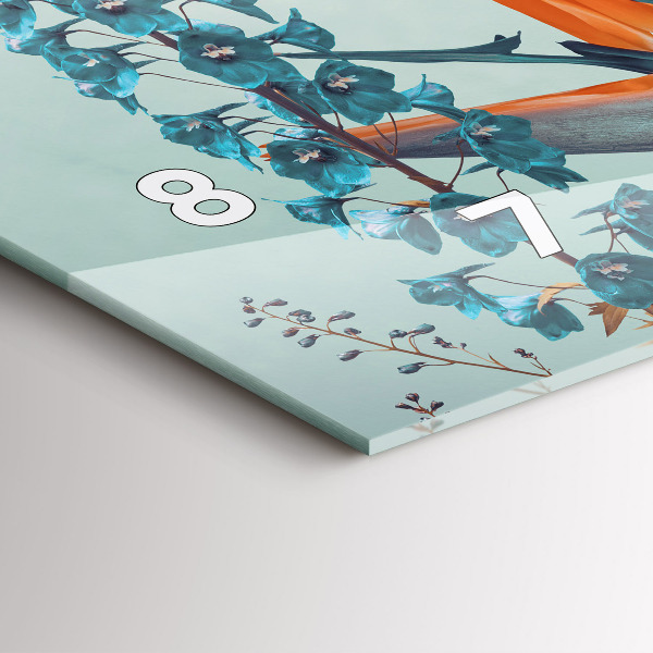 Zegar szklany poziomy Kobieta z kwiatami