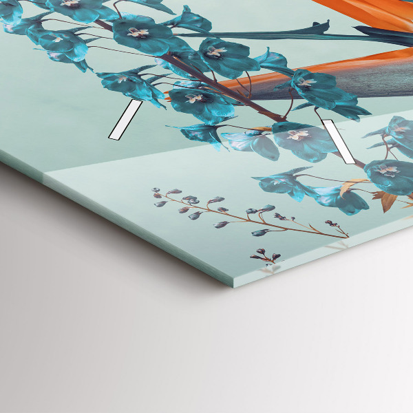 Zegar szklany poziomy Kobieta z kwiatami