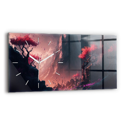 Zegar szklany poziomy Magiczny las i pasmo gór