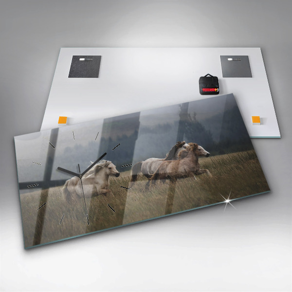 Zegar poziomy Konie w galopie