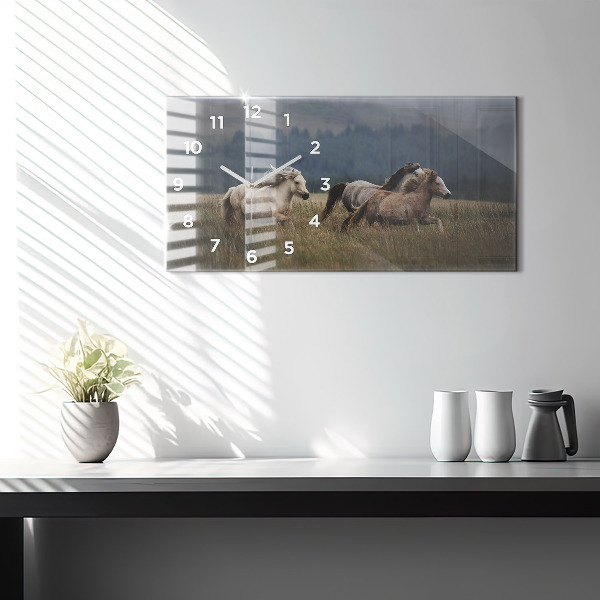 Zegar poziomy Konie w galopie