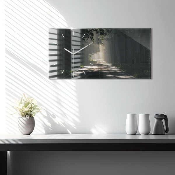 Zegar poziomy Leśna droga i smugi słońca