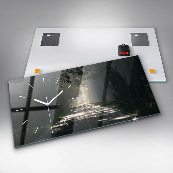 Zegar poziomy Leśna droga i smugi słońca