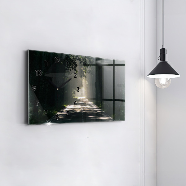 Zegar poziomy Leśna droga i smugi słońca