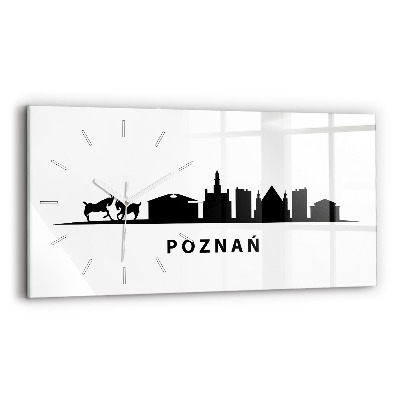 Zegar szklany poziomy Poznań panorama grafika