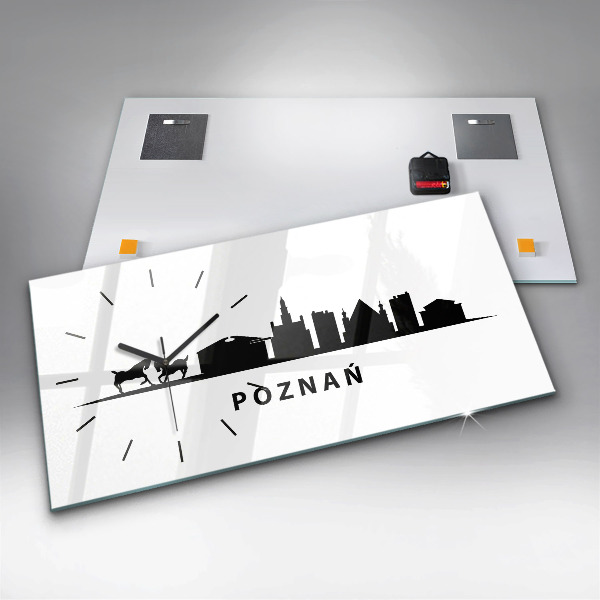 Zegar szklany poziomy Poznań panorama grafika