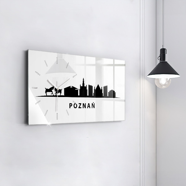 Zegar szklany poziomy Poznań panorama grafika