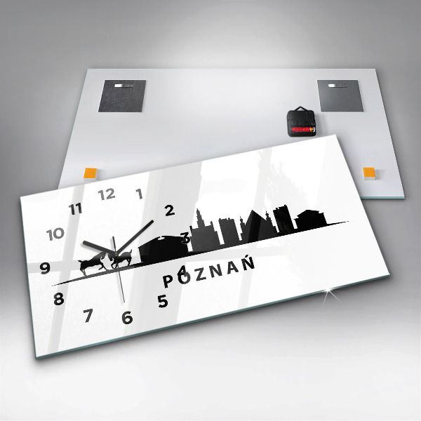 Zegar szklany poziomy Poznań panorama grafika