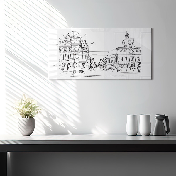 Zegar szklany poziomy Ilustracja miasta Poznań