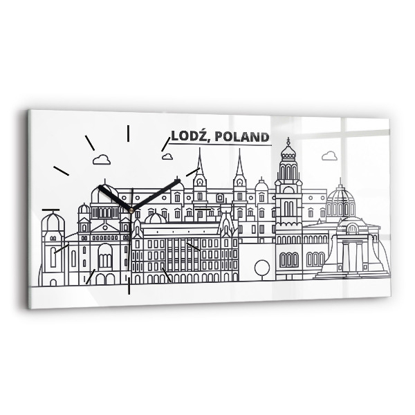 Zegar ścienny poziomy Łódź architektura panorama