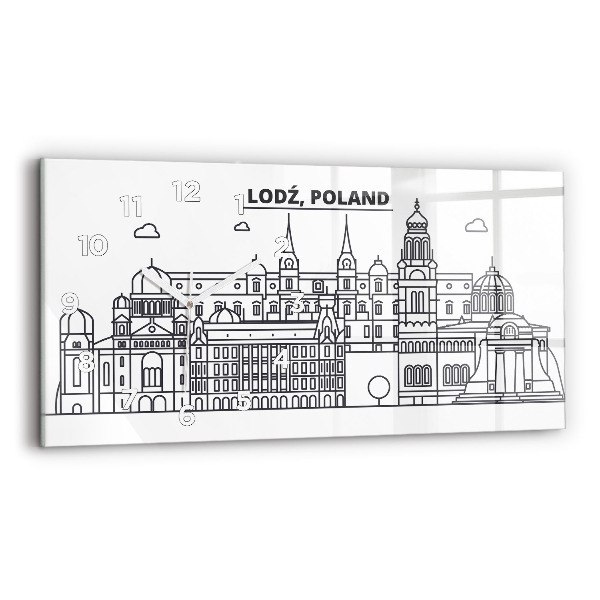 Zegar ścienny poziomy Łódź architektura panorama