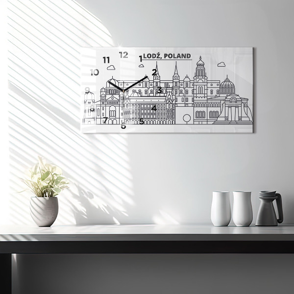 Zegar ścienny poziomy Łódź architektura panorama