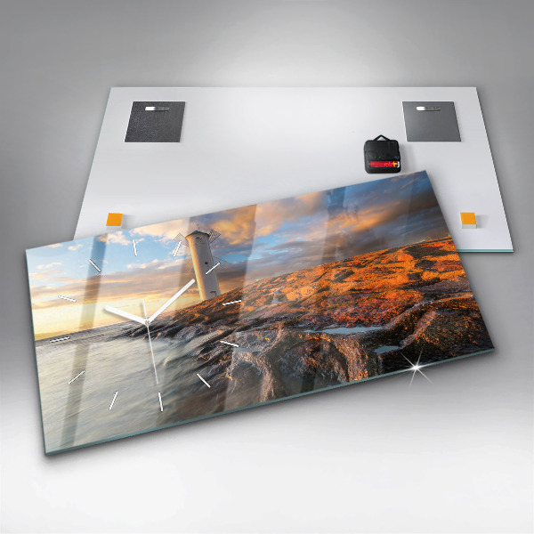 Zegar ścienny poziomy Latarnia i morze Bałtyckie