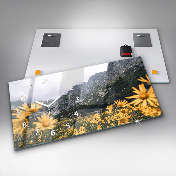 Zegar poziomy Łąka kwiaty w górach