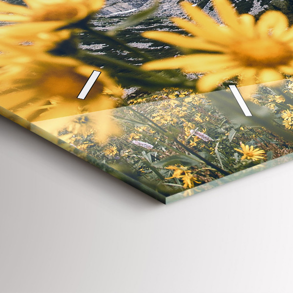 Zegar poziomy Łąka kwiaty w górach