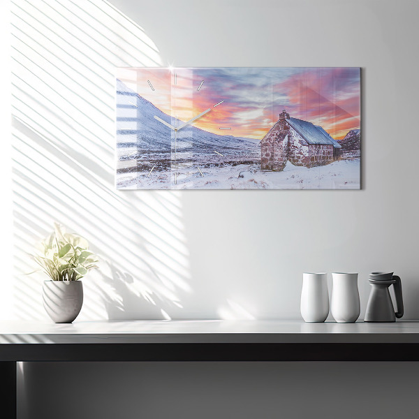 Zegar poziomy Domek w górach