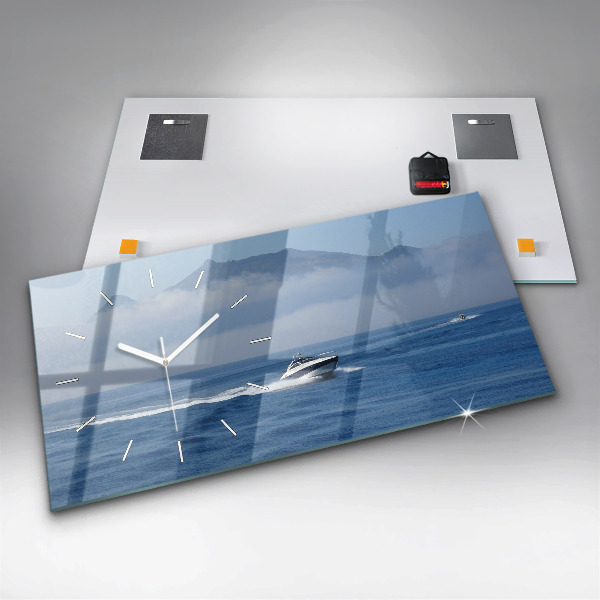 Zegar poziomy Płynąca łódka na oceanie